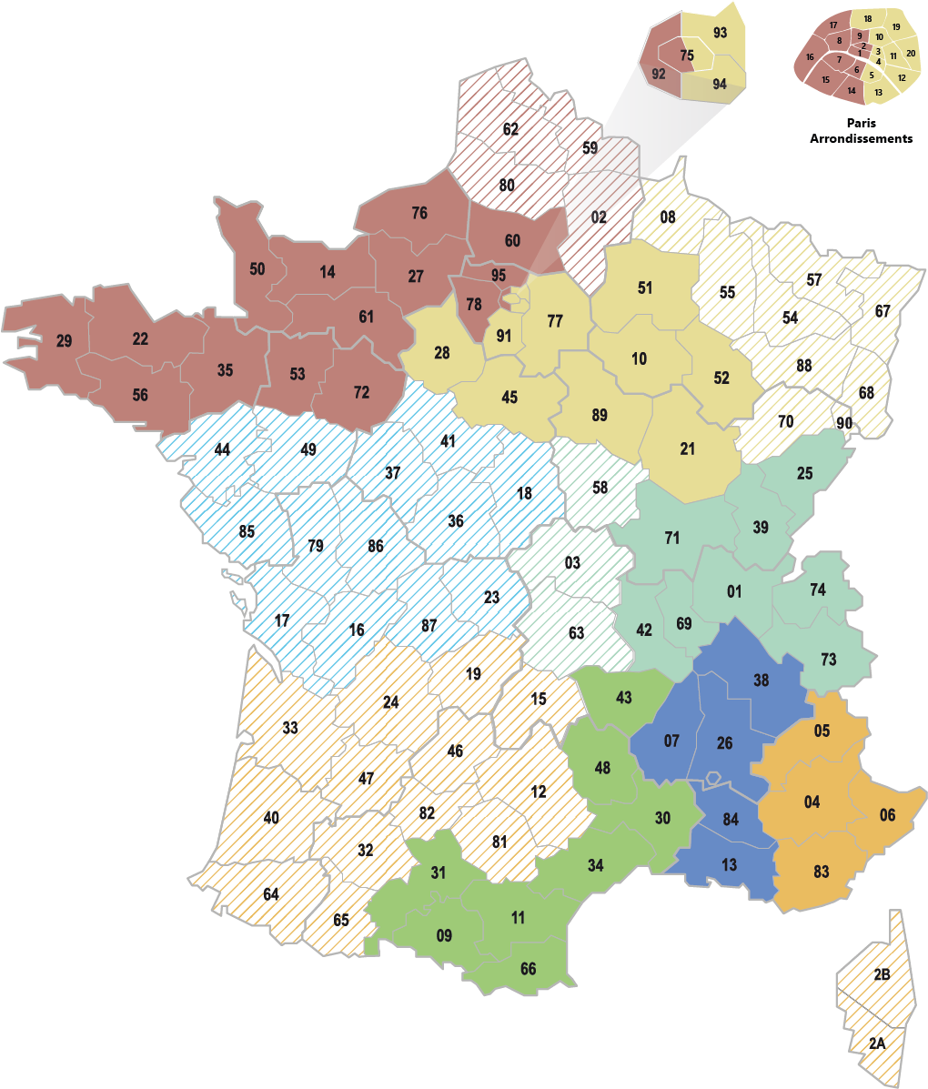 Carte de France des équipes commerciales